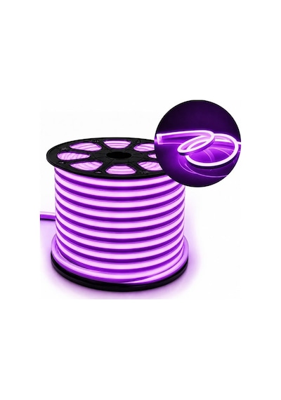 Powermaster Pm-5291 Silikon Kaplama 12 Volt 100 Metre Mor Neon Led Şerit Aydınlatma