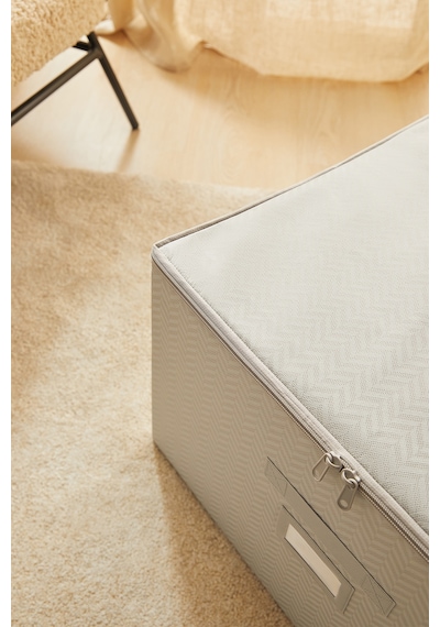 Ocean Home Textile 4'lü Gri Balıksırtı Destekli Kutu Hurç Set 31 X 38 X 12 + 45 X 55 X 18 + 55 X 70 X 18 + 48 X 40 X 30 Cm