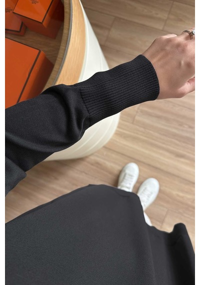 Kahijab Yan Fermuar Basic Merserize Tunik - Siyah