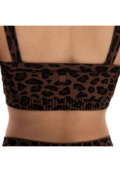 Inguz Leopar Desen Seamless Bra Kahverengi - Siyah