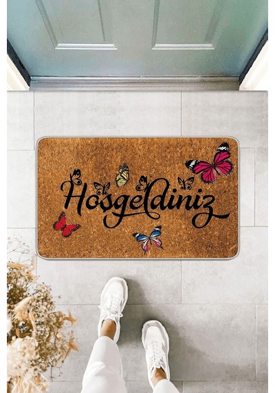 Bej Hoşgeldiniz Welcome Kapı Önü Paspası Kp25