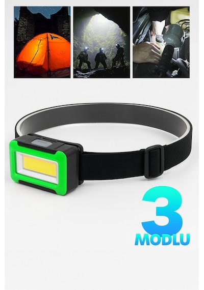 3 Modlu Pilli Kafa Lambası Kampçı Tamirci Balıkçı Outdoor Kafa Feneri Işığı 2068 Çok Renkli