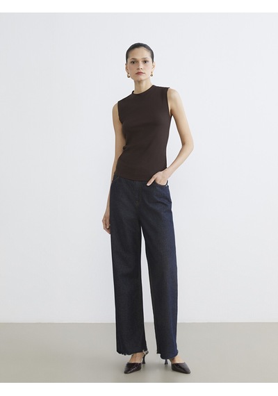 Lcw Modest Kahverengi Dik Yaka Fitilli Kadın Body