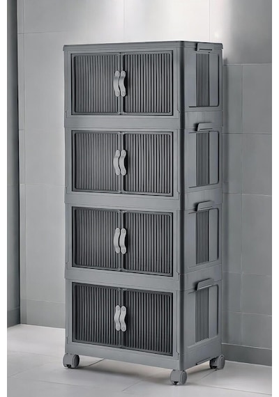 Katlanabilir Modüler Dolap 4 Lü 54 Cm X 31,7 Cm X 127 Cm Antrasit Genel