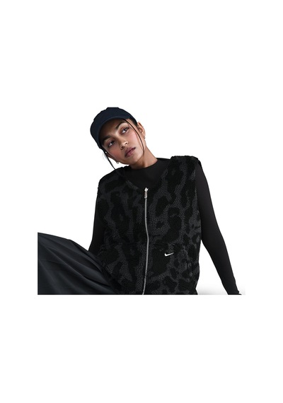 Kadın Ceket W Nsw Street Sherpa Vest Kolsuz Peluş Ceket Siyah