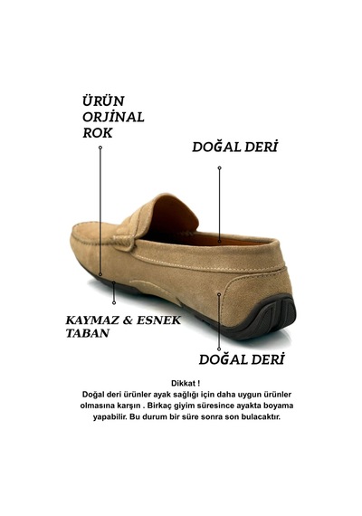 Sermoda Erkek Loafer - Hakiki Deri Rok Loafer Erkek Ayakkabı Süet Bej