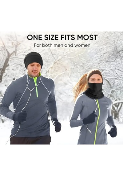 Aee Unisex Polar Boyunluk Ayarlanabilir Bere & Boyunluk Çok Siyah