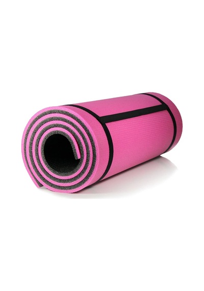 10 Mm Pilates Kamp Matı Pembe Siyah 180cm Tek Renk Tek Renk