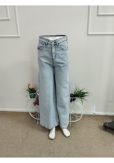 Bhrwear Kadın Yüksek Bel Geniş Paçalı Kot Pantolon Renkli