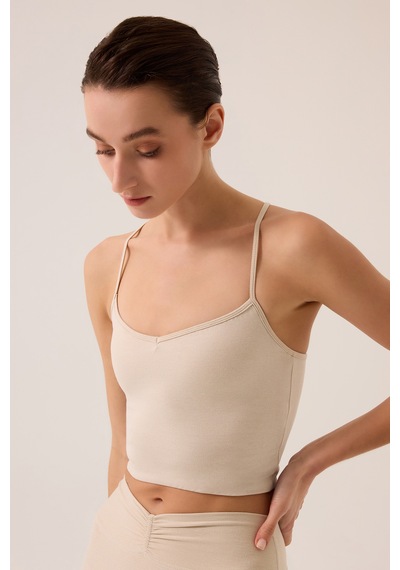 Los Ojos X Ece Bej Melanj Kalp Yaka Spor Sütyeni Sweetheart Neck Top Bej Melanj Bej Melanj