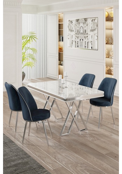 Canisa Vals Serisi 80x130 Lak Panel Beyaz Mermer Desen Masa Takımı Krom Ayaklı 4 Antrasit Sandalye Masa Beyaz Mermer Desen Sandalye Antrasit Canisa Vals Serisi 80x130 Lak Panel Beyaz Mermer Desen Masa Takımı Krom Ayaklı 4 Antrasit Sandalye Masa Beyaz Mermer Desen Sandalye Antrasit