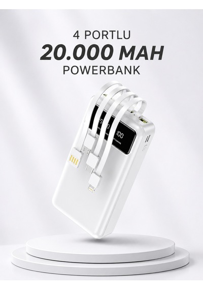 Powerbank Şarj Cihazı 4 Çıkışlı 20.000 Mah Powerbank Kompakt Yüksek Kapasiteli Hızlı Şarj Siyah 36325022