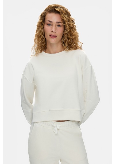 UCLA Clarıce Kemik Rengi Bisiklet Yaka Pamuklu Simli Taş Baskılı Loose Fit Kadın Sweatshirt