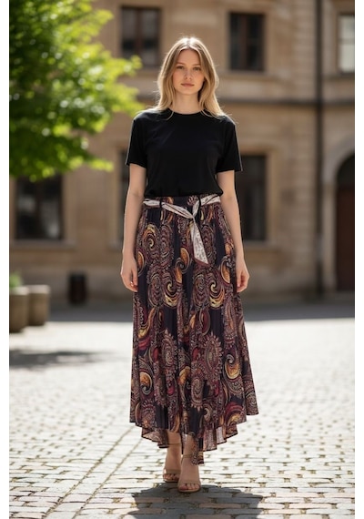 Eren Style Şifon Etek Boyu:90 Cm - 38-52 Siyah