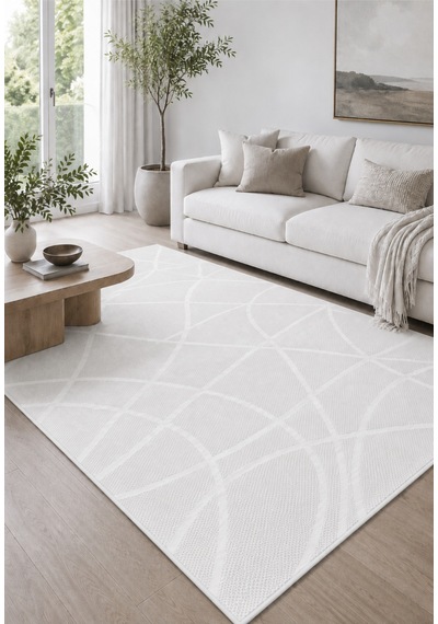 Modern Sisal 8002 Beyaz Leke Tutmayan Kaymaz Taban Salon Mutfak Koridor Balkon Halısı