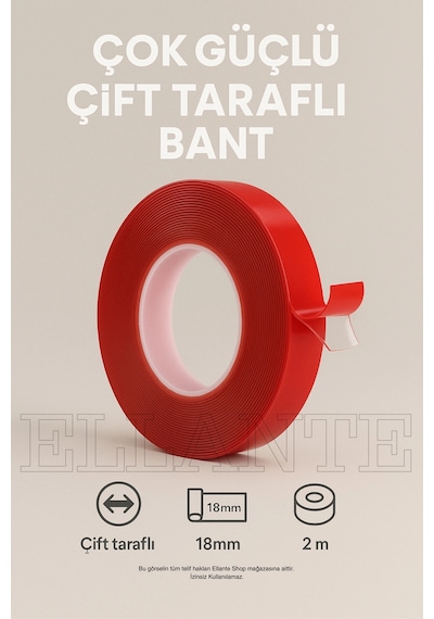 Ekstra Güçlü Çift Taraflı Iz Bırakmaz Şeffaf Çok Amaçlı Tamir Silikon Bant Montaj Bandı 18mm X 2mt Diğer