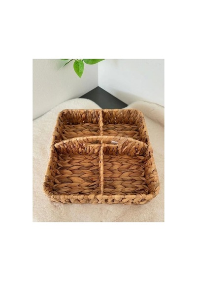 Ayrex El Yapımı Hasır Saplı Kare 4 Bölmeleli Düzenleyici Organizer, Banyo, Mutfak Ve Yemek Masası İçin, 28cm 28 Diğer