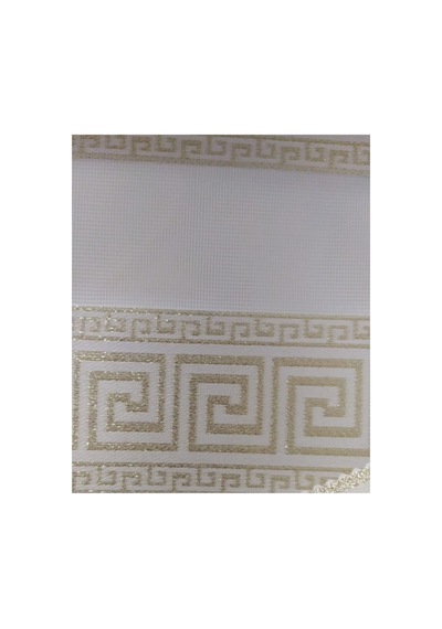 Versace Desenli Sarı Sim Detaylı Zebra Stor Perde Ekru - 96401462 Ekru