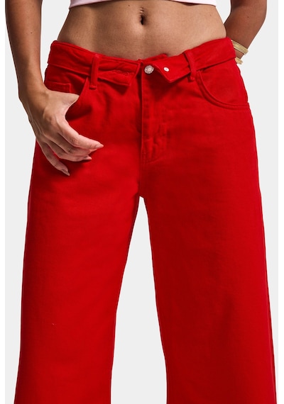 Itsbasic Kadın Kırmızı 6s6-19 Straight Fit Maxi Bermuda Denim Şort