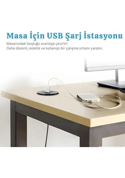2860 Usb 3 Port Hub Masaüstü Gömme Çoklayıcı Çoğaltıcı Kablolu Şarj