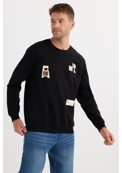 Tudors Erkek Relax Fit Rahat Kesim Pamuklu Lastikli Kol Bisiklet Yaka Baskılı Siyah Sweatshirt-37304 Siyah Tudors Erkek Relax Fit Rahat Kesim Pamuklu Lastikli Kol Bisiklet Yaka Baskılı Siyah Sweatshirt-37304 Siyah