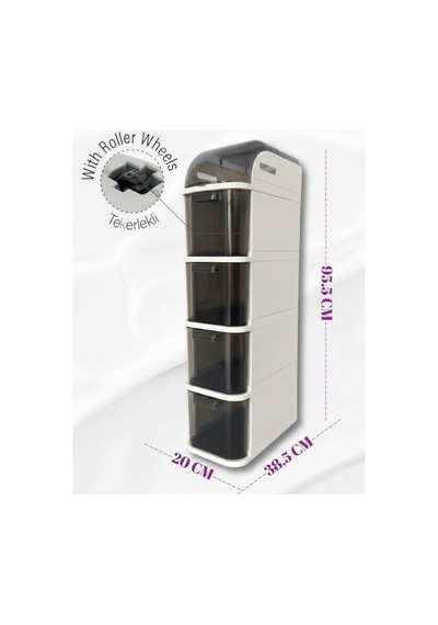 Pro Slim Tekerlekli Dolap, 4 Çekmeceli Banyo Mutfak Organizer, 95x20x38.5 Cm Kahverengi Ve Beyaz Pro Slim Tekerlekli Dolap, 4 Çekmeceli Banyo Mutfak Organizer, 95x20x38.5 Cm Kahverengi Ve Beyaz