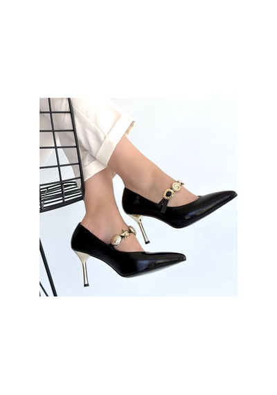 Hrşytrend Herşeytrend Conne Siyah Cilt Stiletto Ayakkabı Çok Renkli
