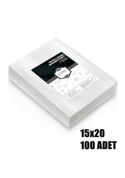 Vı'orıo 15x20 Tırtıklı Vakum Makinesi Poşeti 100 Adet