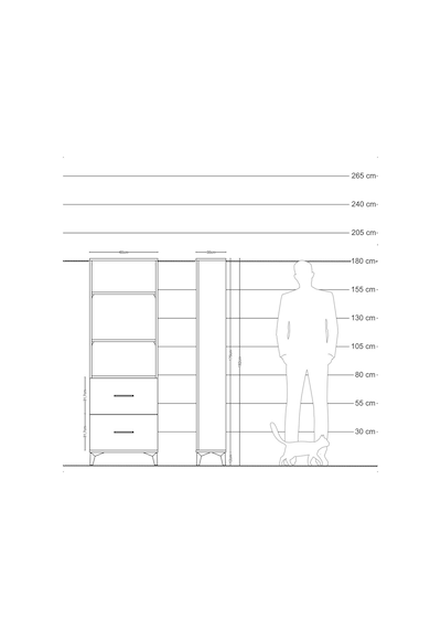 Arges Dolap 3 Raflı 2 Çekmeceli 60x30x182 Çam-antrasit Çam