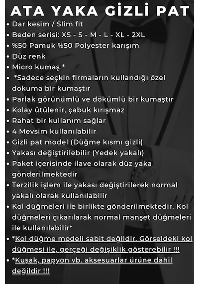 Dicotto Beyaz Gizli Düğmeli Damatlık Ata Yaka Kol Düğmeli Slim Fit Smokin Gömlek - 001 001