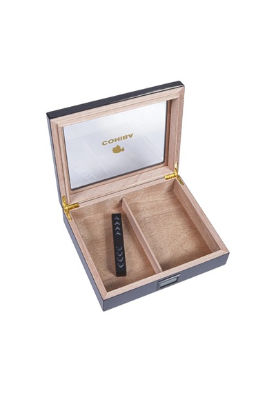 Cohiba Siyah Karbon Desenli Sedir Humidor Puro Kutusu