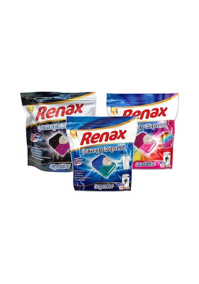 Renax Çamaşır Kapsülü 30 Yıkama Beyazlar-renkliler-siyahlar 3 Lü Paket
