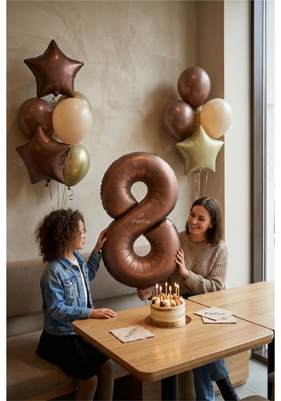 Çikolata Kahverengi Retro Rakam 8 Folyo Balon 32 İnç 8 Yaş Doğum Günü Vintage Konsept Parti Sayı Dekorasyon Balonu Çok Renkli