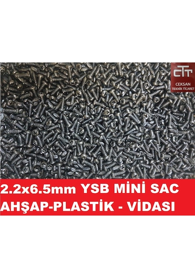2.2X6.5 MM Ysb Sac Vidası Mini Siyah Adet Seçenekli 50-100-250 100 Adet