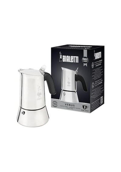 Venus: 2 Cups Ocak Üstü Espresso Pişirici - 85ml - Gümüş Renk - Paslanmaz Çelik Gövde - Patentli Güvenlik Valfi Diğer