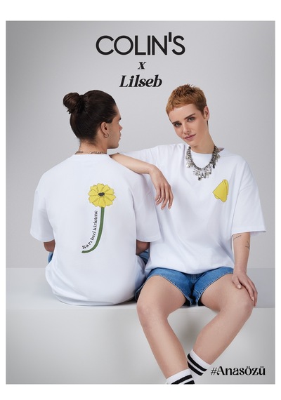 Colin's Colins Unısex Beyaz Lilseb Sloganlı Tişört Cl1071767 Q1.v1 Wht Beyaz
