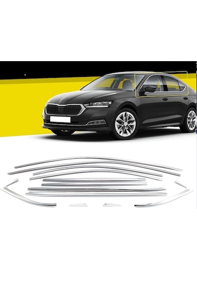 Autogp Skoda Octavia Cam Çerçevesi Kenar Çıtası Krom Tamtur 2020+ 12 Parça