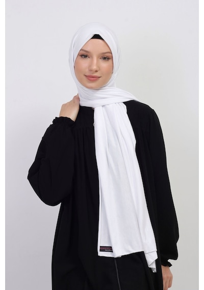 Manolyaşal İslamic Hijab Tesettür Penye Şal - 70 X 180 / Beyaz Beyaz