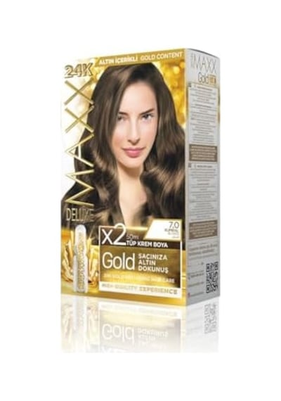 Serisi 24k Altın Parçacıklı Serum İle 1 Kutu 2 X 50 Ml Ve Geliştiriciler Saç Boyası Kumral 7.0