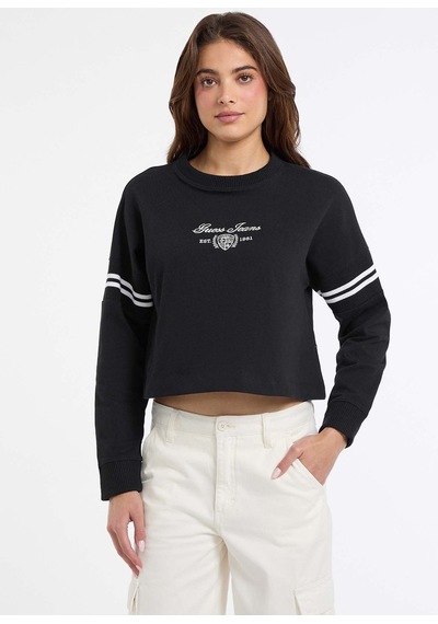 Jeans Yuvarlak Yaka Baskılı Siyah Kadın Sweatshırt Jeans Kadın Sweatshirt Siyah