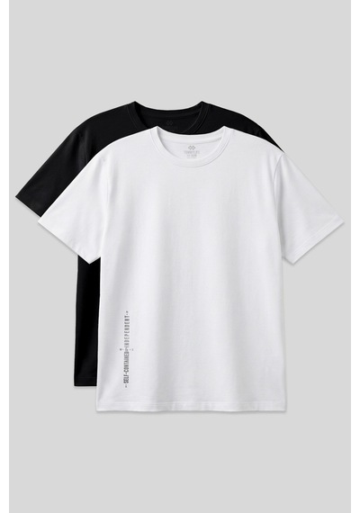 Baskılı Rahat Form 2li Paket Siyah-beyaz Büyük Beden Erkek T-shirt - 88472 Siyah - Beyaz Baskılı Rahat Form 2li Paket Siyah-beyaz Büyük Beden Erkek T-shirt - 88472 Siyah - Beyaz