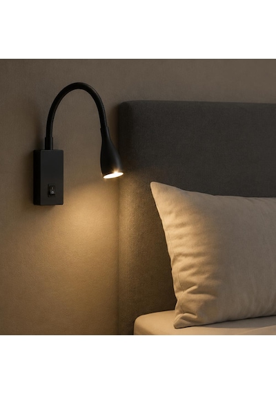 Lampist Lp-3860 3w Led Duvar Aplik 3000k Günışığı Düğmeli Siyah