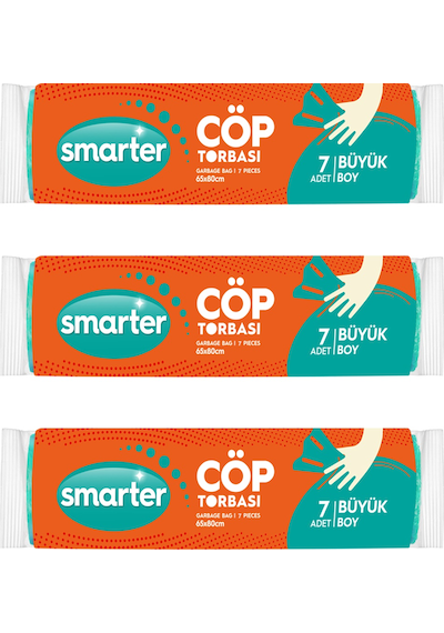 Smarter 3'lü Büyük Boy Çöp Torbası 65 x 80 CM Smarter 3'lü Büyük Boy Çöp Torbası 65 x 80 CM