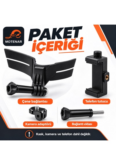 Motenar Yapışkanlı Kask Kamera Ve Telefon Tutucu Siyah