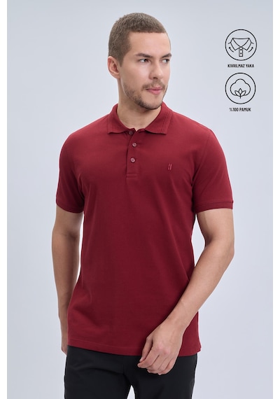 Hatemoğlu Regular Fit Pamuk Polo Yaka Erkek Tişört - Bordo
