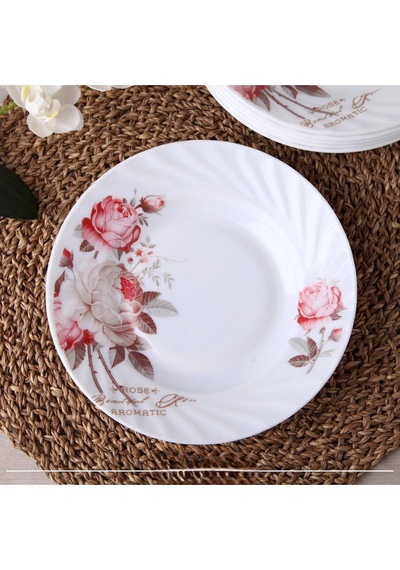 Opal Yemek Tabak Rose Desen 20.2 Cm 6 Adet Beyaz