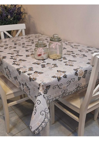 Ithal Pvc Muşamba - Desenli Silinebilir Masa Örtüsü 07iz09 Kahverengi