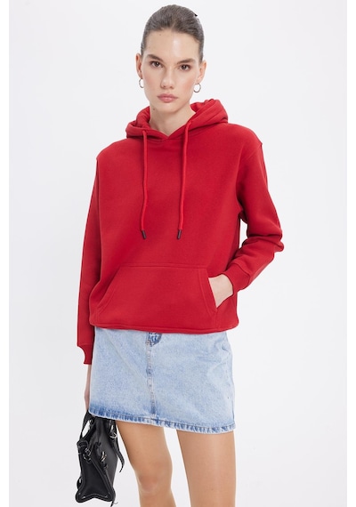 Tudors Kadın Relax Fit Rahat Kesim Pamuklu Kapüşonlu Kanguru Cepli Kırmızı Sweatshirt-39934 Kırmızı Tudors Kadın Relax Fit Rahat Kesim Pamuklu Kapüşonlu Kanguru Cepli Kırmızı Sweatshirt-39934 Kırmızı