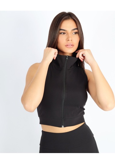 Soft&Basic Kadın Boydan Fermuarlı Siyah Günlük Spor Rahat Bralet Siyah