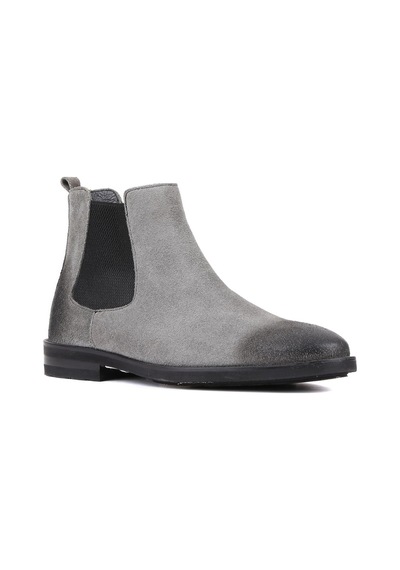 Shoetyle - Gri Süet Deri Erkek Chelsea Bot 250-201-897-gri